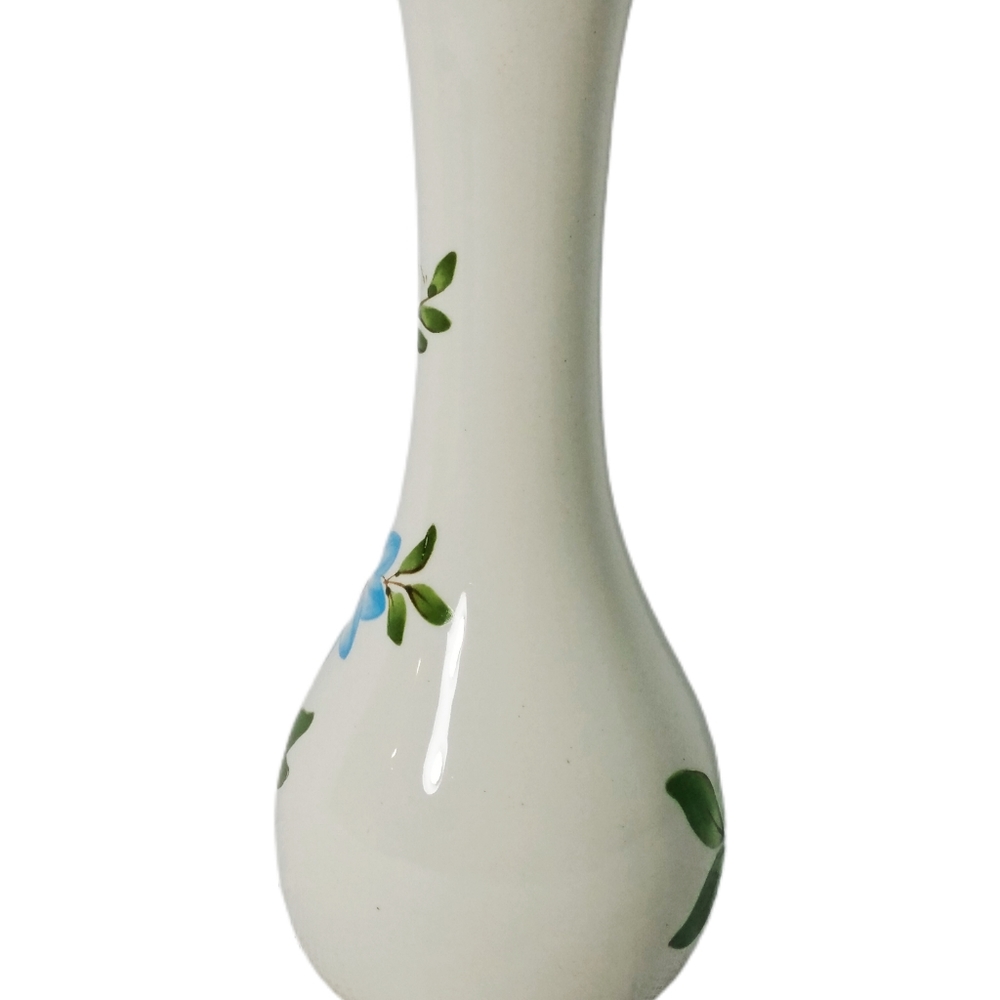 VTG FTD Bud Flower Vase White and Blue Cornflower Flowers Contemporary Decor - Picture 4 of 4